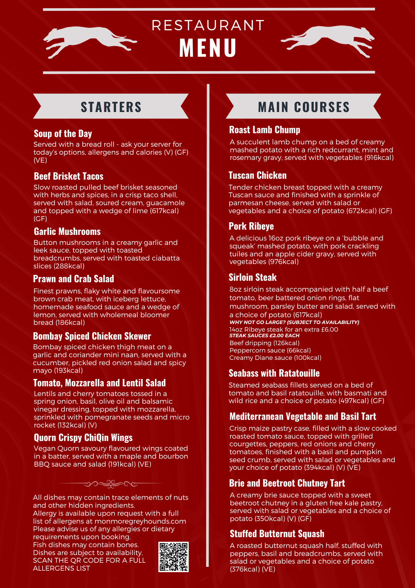 Us restaurant discount menu