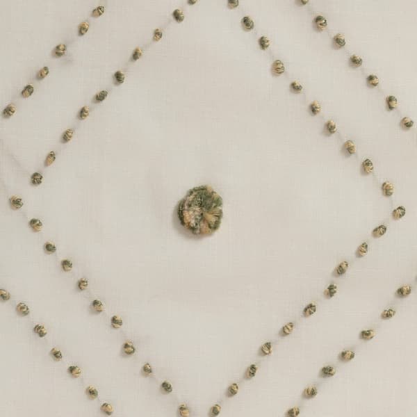 BC309 MO Detail – Diamond Pom Pom Bedcover in Moss