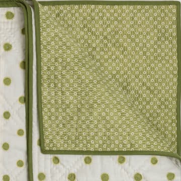 Dots in lime with sun in lime/gold with print back