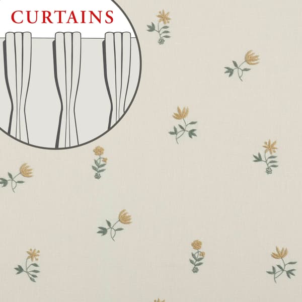 CU F051 FY B051 FY – Wildflower in faded yellow curtains