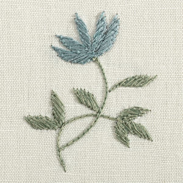 F051 AB Detail 1 – Faded wildflowers in Antique Blue