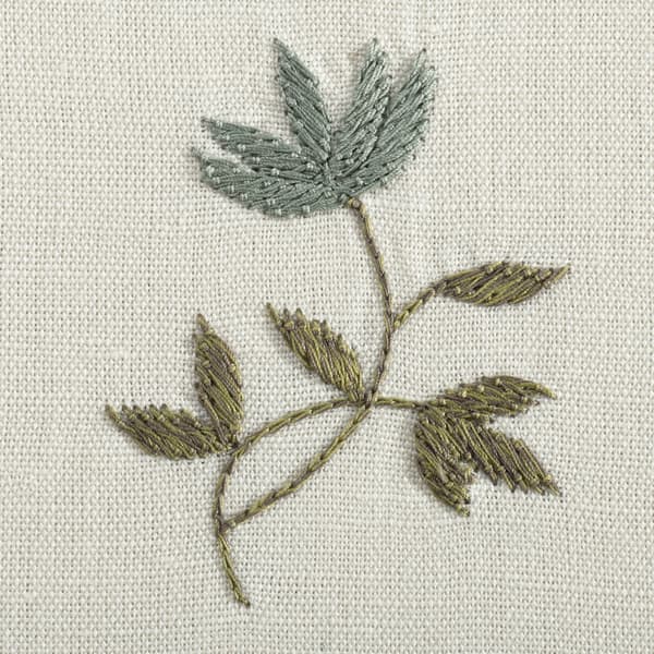 F051 BG Detail 2 – Faded wildflowers in blue green
