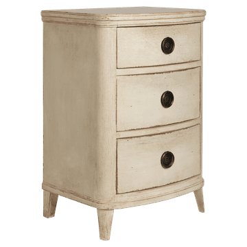 Bow-front bedside table