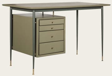 Desk with metal frame & brass trim