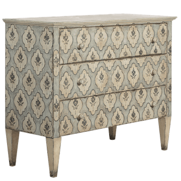 Stencil painted commode