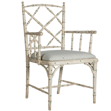 Faux bamboo armchair with lattice back