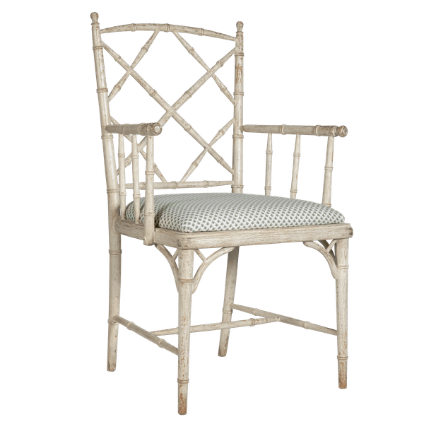 TRO029 38a – Faux bamboo armchair with lattice back