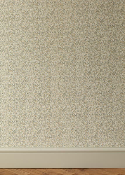 WCT001 04 Full Wall with Skirting – Sea Meadow Wallpaper in Faded Yellow