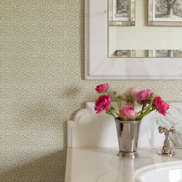WCT001 Sea Meadow Wallpaper Bathroom – Sea Meadow Wallpaper in Faded Yellow