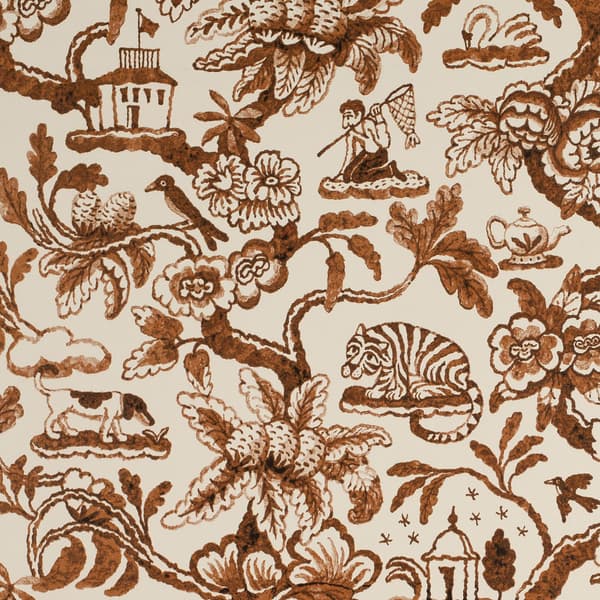 WRS001 03 Detail – Toile de Joie Wallpaper in Sepia