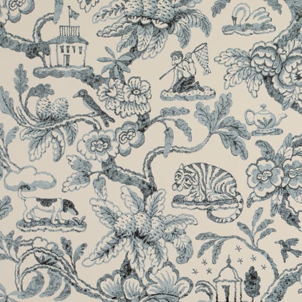 WRS001 04 Detail – Toile de Joie Wallpaper in Antique Blue