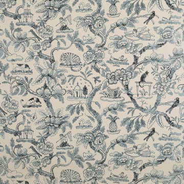 Toile de Joie wallpaper in Antique Blue