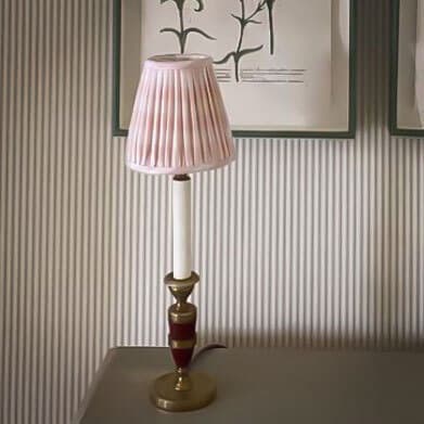 Candle Lampshade Pale Pink Chelsea Textiles – Candle Lampshade in Small Check Pale Pink