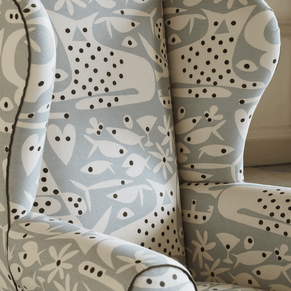 Chelsea textiles dot fantasy print paul rand detail – Dot Fantasy in Olive