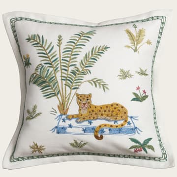 Seated leopard & palm