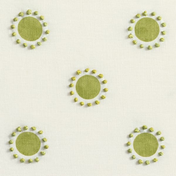 Fp3402 L Detail – Dots in lime with french knots in lime