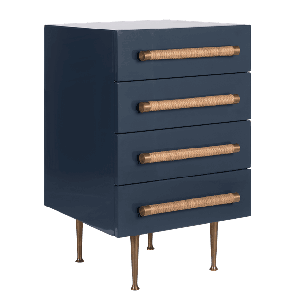 MID039 BLQ 25 03 – Bedside table four drawers & wicker handles