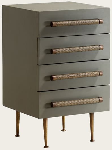Bambou Sml 4 V2 – Bedside table four drawers & wicker handles