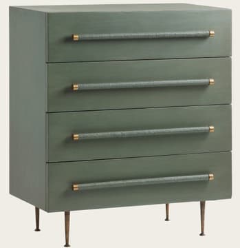 Chest of drawers with wicker handles