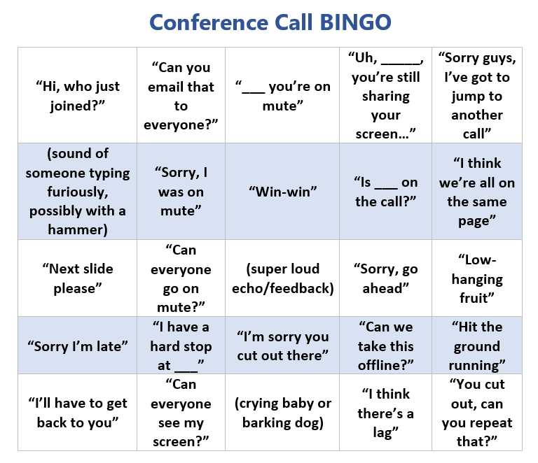 Conference Call Bingo 2