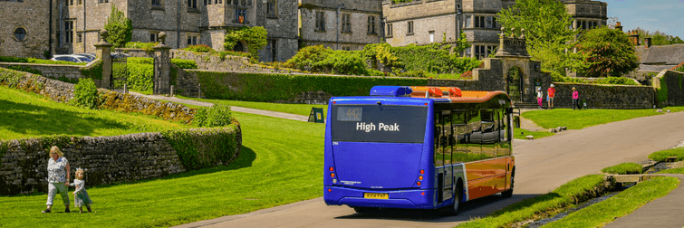 High Peak bus passing through Tissington in Derbyshire