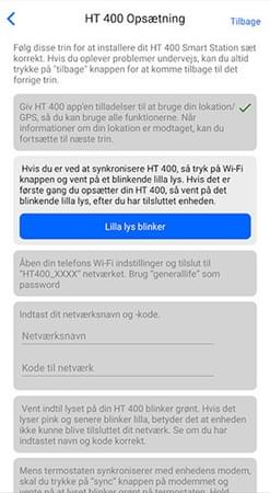 Lilla lys blinker knap, under HT400 opsætning