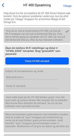 Tilslutning til netværk under HT400 opsætning