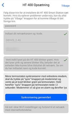 Gennemfør synkroniseringen af HT400 termostaten