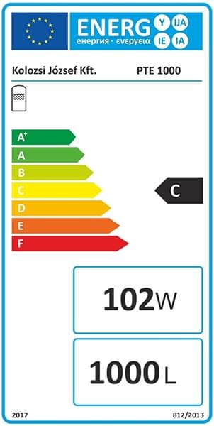 Energimærke C til isoleret akkumuleringstank. 1000 liter.
