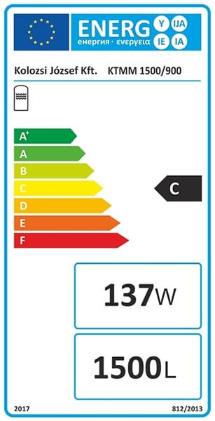Energimærke C til isoleret akkumuleringstank. 1500 liter.