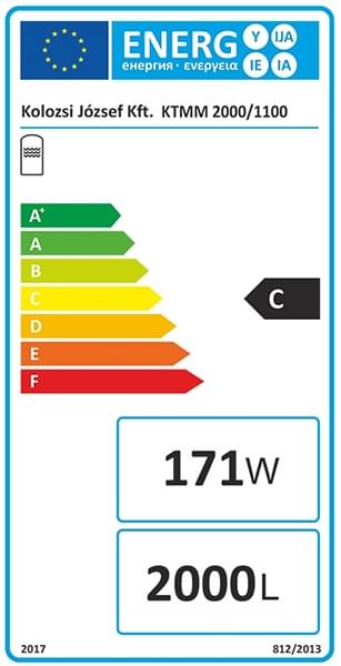 Energimærke C til isoleret akkumuleringstank. 2000 liter.