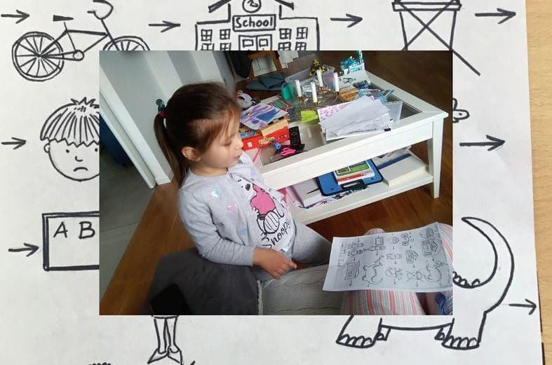 Barbara retelling the story of Harry and the Dinosaurs go to School