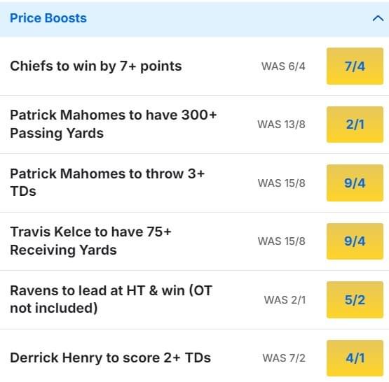 Kansas City Chiefs v Baltimore Ravens Odds Price Boosts 2024 NFL Season Kansas City Chiefs v Baltimore Ravens Odds Price Boosts 2024 NFL Season