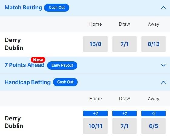 Derry v Dublin Betting Odds 2024 Allianz Football League Derry v Dublin Betting Odds 2024 Allianz Football League