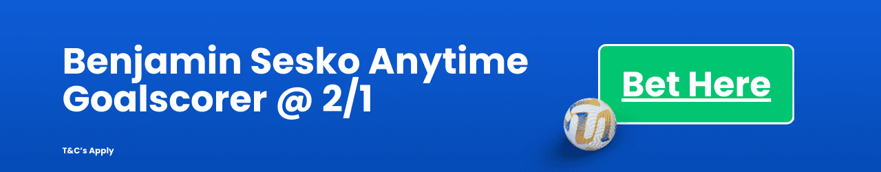 Benjamin Sesko Anytime Goalscorer 21 Add to betslip Benjamin Sesko Anytime Goalscorer 21 Add to betslip