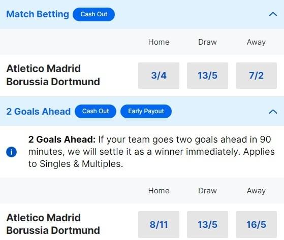Atletico Madrid v Dortmund Betting Odds Champions League Quarter Final 2024 Atletico Madrid v Dortmund Betting Odds Champions League Quarter Final 2024