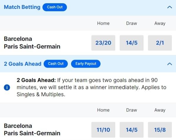 Barcelona v PSG Betting Odds Champions League Quarter final 2023 24 Barcelona v PSG Betting Odds Champions League Quarter final 2023 24