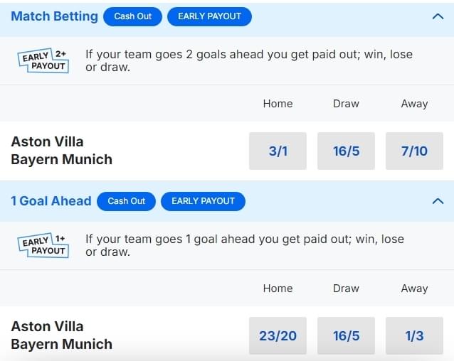 Aston Villa v Bayern Munich Betting Odds Champions League 2024/25 Aston Villa v Bayern Munich Betting Odds Champions League 2024 25
