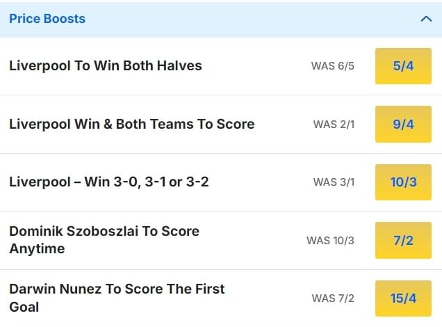 Liverpool v Bologna Odds Price Boosts Champions League 2024 25 Liverpool v Bologna Odds Price Boosts Champions League 2024 25