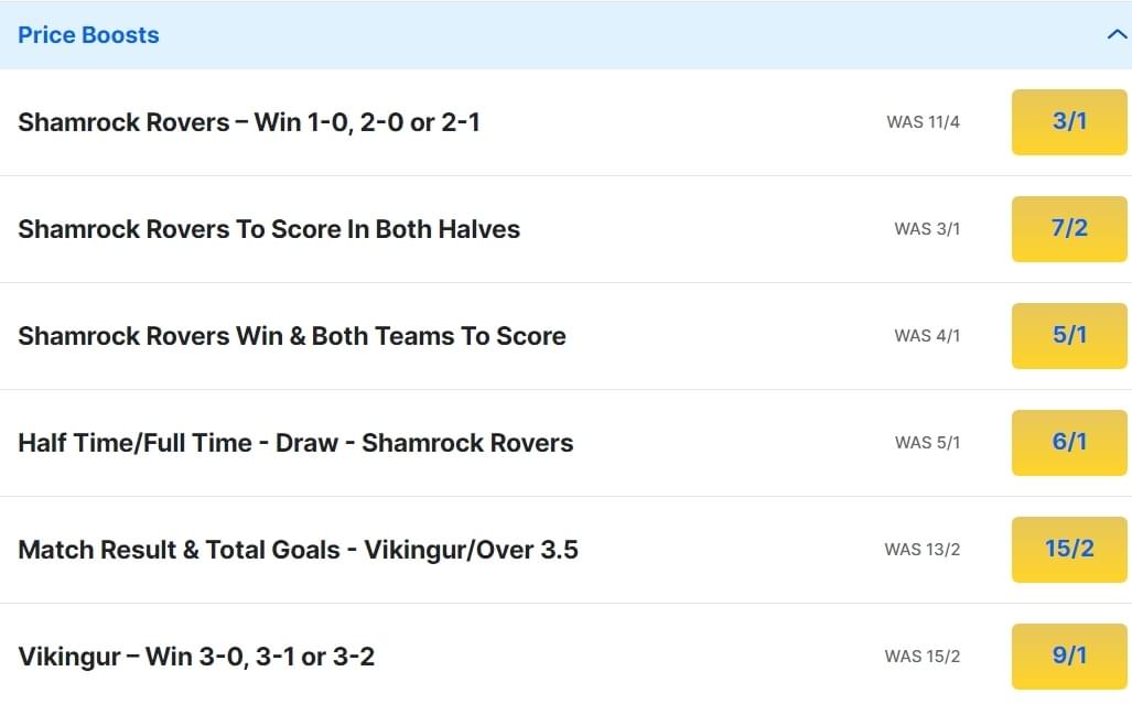 Shamrock Rovers v Vikingur Odds Price Boosts UEFA Champions League 2024 25 Shamrock Rovers v Vikingur Odds Price Boosts UEFA Champions League 2024 25