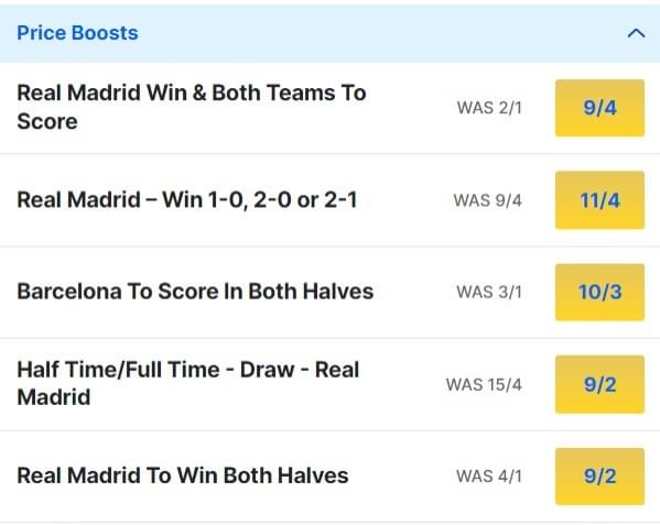 Real Madrid v Barcelona Odds Price Boosts 2024 La Liga El Clasico Real Madrid v Barcelona Odds Price Boosts 2024 La Liga El Clasico