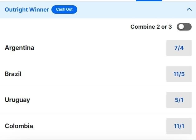 2024 Copa America Outright Betting Odds 2024 Copa America Outright Betting Odds