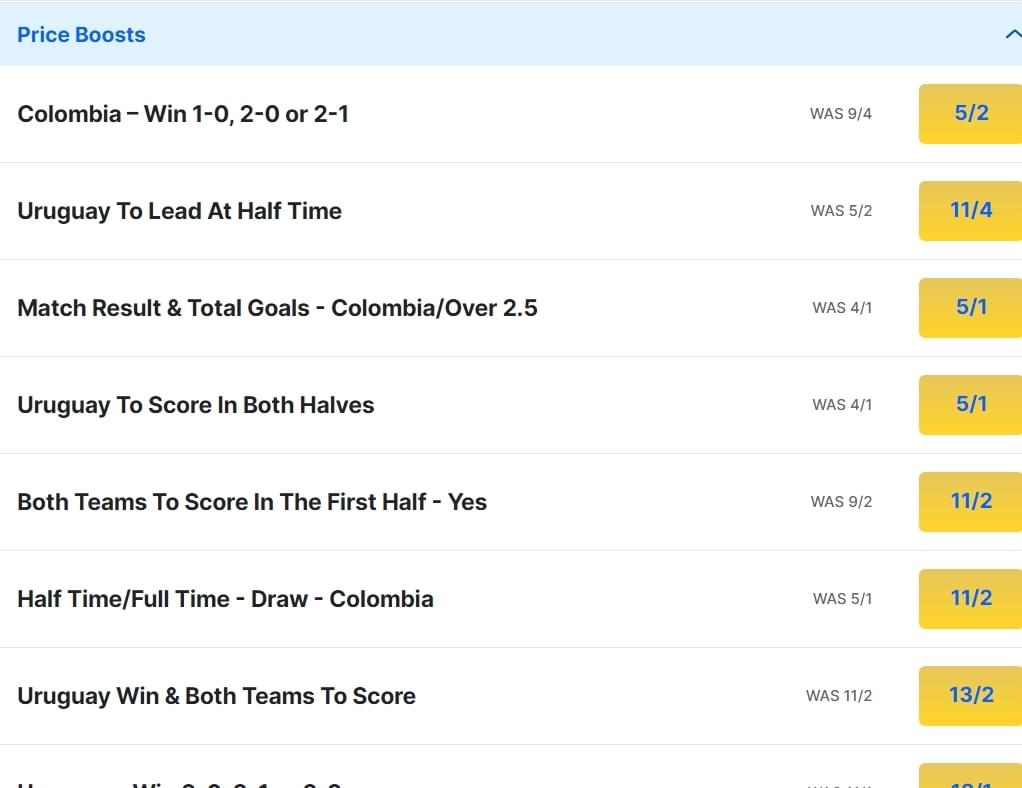 Uruguay v Colombia Odds Price Boosts 2024 Copa America Uruguay v Colombia Odds Price Boosts 2024 Copa America