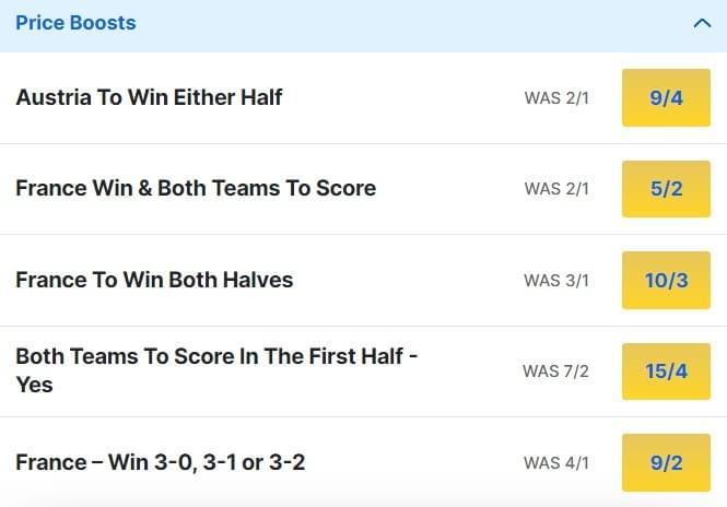 Austria v France Odds Price Boosts Euro 2024 Austria v France Odds Price Boosts Euro 2024