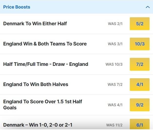 Denmark v England Odds Price Boosts Euro 2024 Denmark v England Odds Price Boosts Euro 2024