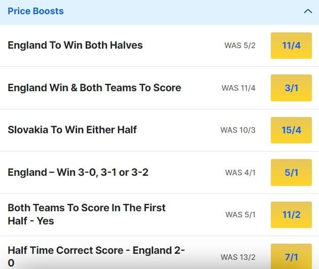 England v Slovakia Odds Price Boosts Euro 2024 Round of 16 England v Slovakia Odds Price Boosts Euro 2024 Round of 16