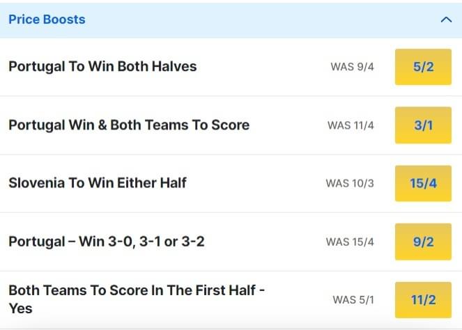 Portugal v Slovenia Odds Price Boosts Euro 2024 Round of 16 Portugal v Slovenia Odds Price Boosts Euro 2024 Round of 16