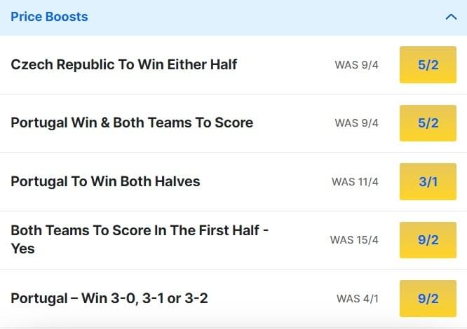 Portugal v Czechia Odds Price Boosts Euro 2024 Portugal v Czechia Odds Price Boosts Euro 2024