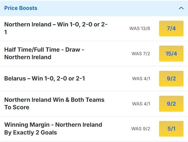 Belarus v Northern Ireland Odds Price Boosts Nations League 2024 25 Belarus v Northern Ireland Odds Price Boosts Nations League 2024 25