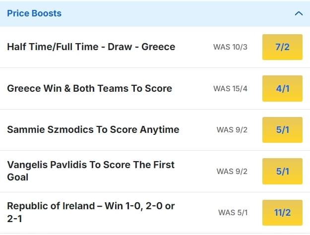 Greece v Ireland Odds Price Boosts Nations League 2024 25 Greece v Ireland Odds Price Boosts Nations League 2024 25